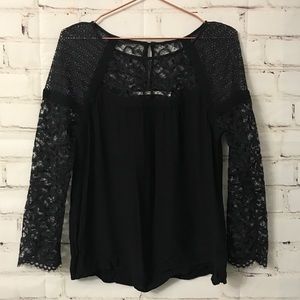 Duel black lace blouse by Cynthia Vincent